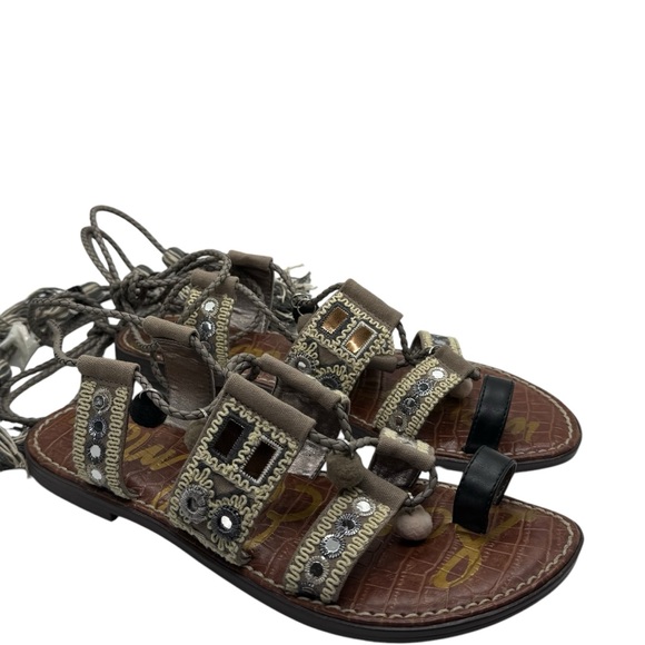 Sam Edelman Gray Gretchen Embellished Wrap Boho Gladiator Sandals Size 7.5 - Picture 3 of 10